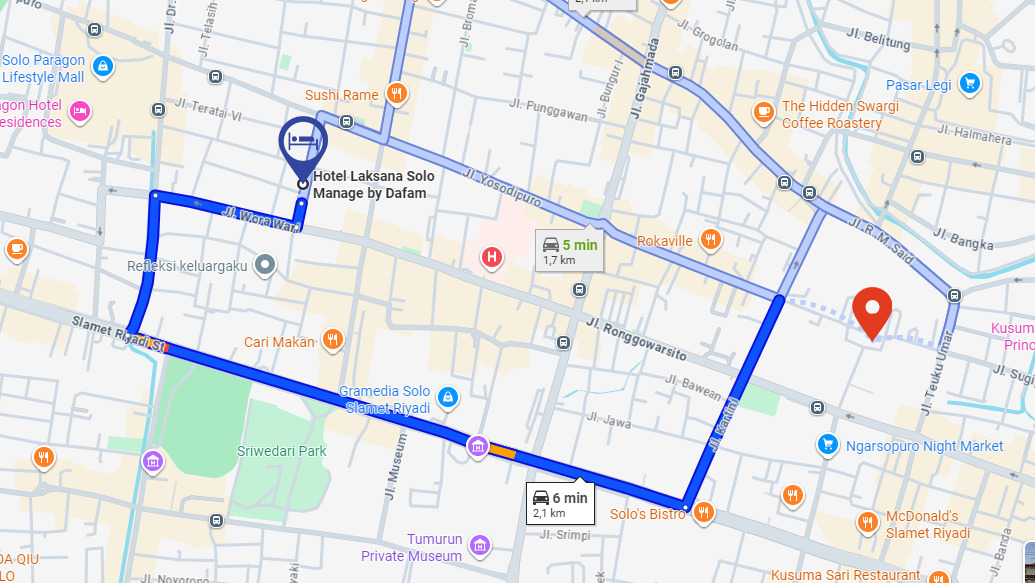 Hotel Laksana map puramangku